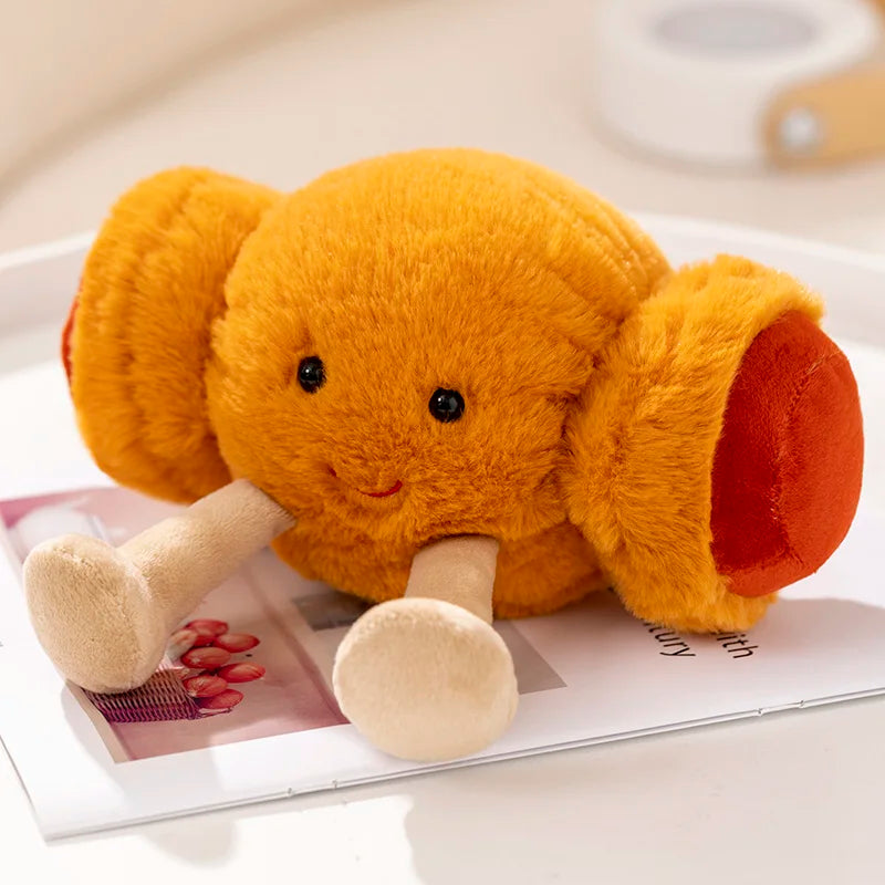 Kawaii Hot Bread Food Series Plush Toy with Happy Expression Baguette Croissant Sausages Fried Roll Bread Plush Doll Home Decor