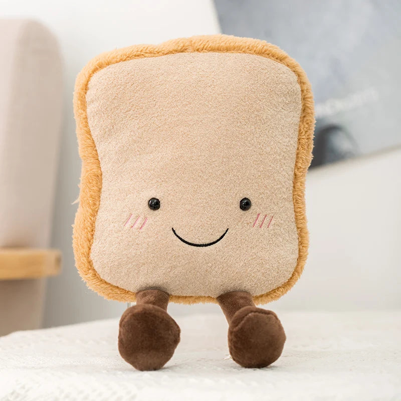 Kawaii Hot Bread Food Series Plush Toy with Happy Expression Baguette Croissant Sausages Fried Roll Bread Plush Doll Home Decor