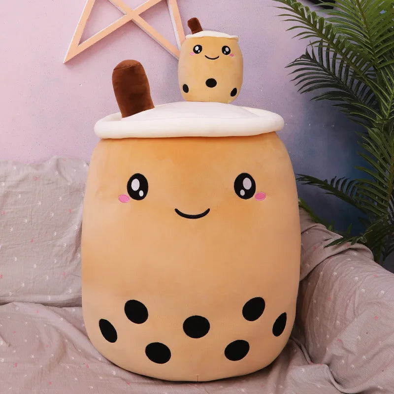 Boba Plush 9.8Inch Kawaii Plushies Bubble Tea Cute Pillow Soft Brown Milk Tea Stuffed Animal for Kids/Girls/Boys