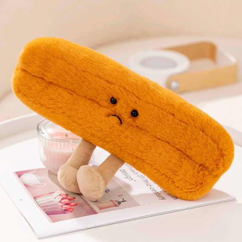 Kawaii Hot Bread Food Series Plush Toy with Happy Expression Baguette Croissant Sausages Fried Roll Bread Plush Doll Home Decor