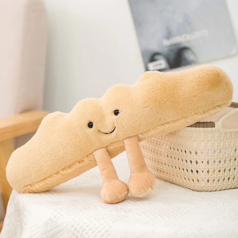 Kawaii Hot Bread Food Series Plush Toy with Happy Expression Baguette Croissant Sausages Fried Roll Bread Plush Doll Home Decor